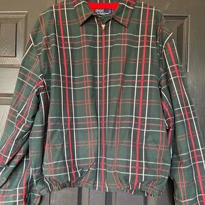 Vintage Polo Ralph Lauren Tartan Jacket Size XL Fleece Lined Red Navy Plaid‎